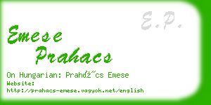 emese prahacs business card